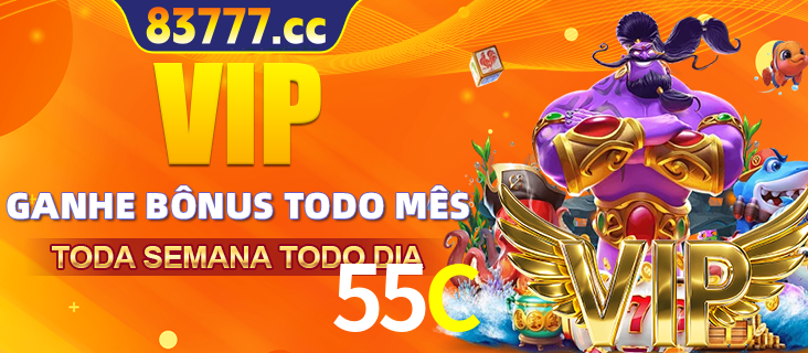Banner promocional do 55C oferecendo 100% de recompensas adicionais contínuas para quem fizer o login diário (Daily sign-in), com um mascote de coelho.