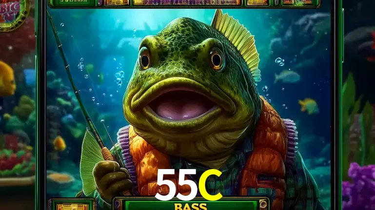 Personagem de peixe pescador do popular jogo de slot com tema de pescaria, uma das emocionantes opções de caça-níqueis para jogar e ganhar no cassino 55C.