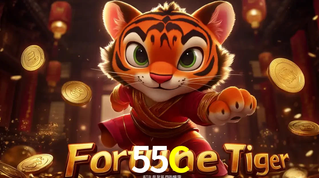 O carismático mascote do jogo de slot Fortune Tiger, um tigre fofo em pose de artes marciais, pronto para trazer sorte e multiplicadores de ganhos no cassino online 55C.